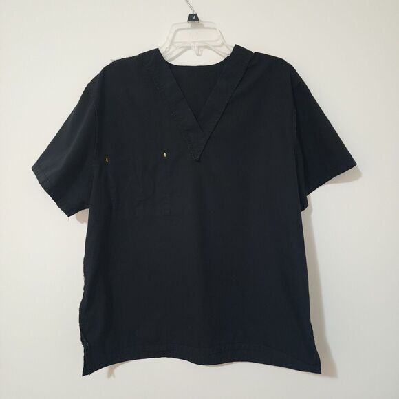 NFL Pittsburg Steelers Scrub Top M Black Logo Team Apparel V-Neck Short Sleeve - Picture 4 of 9